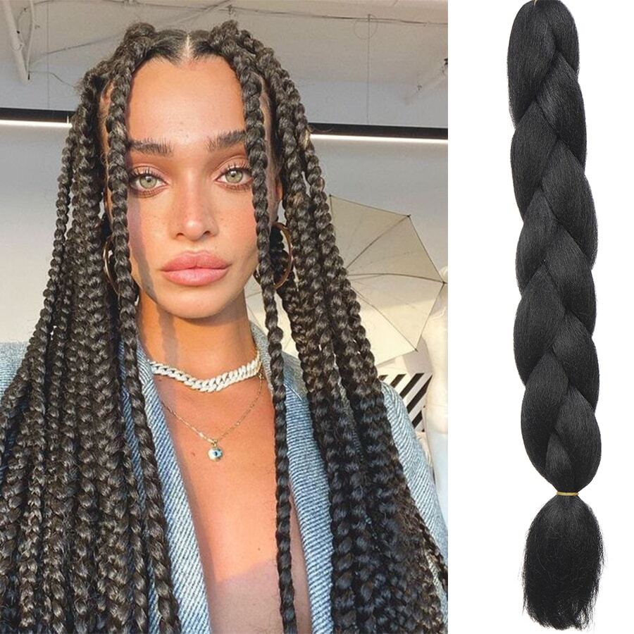 Extensiones Sintéticas Mechones de Pelo sin Costuras - Negro - Ver 1