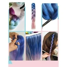 Extensiones Sintéticas Mechones de Pelo sin Costuras - Negro - Ver 5