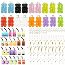 42pcs/set Cute Resin Teddy Bear & Milk Tea Cup Shaped Beads For Diy Bracelet, Necklace, Earring, Keychain, Party, Festival, Gift, Jewelry Making Supplies