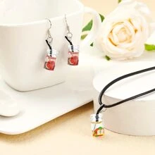 42pcs/set Cute Resin Teddy Bear & Milk Tea Cup Shaped Beads For Diy Bracelet, Necklace, Earring, Keychain, Party, Festival, Gift, Jewelry Making Supplies