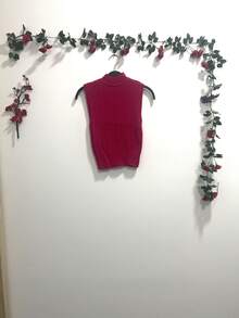 Women Knit Tops - 酒紅色 - 查看 3