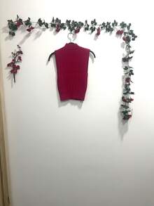 Women Knit Tops - 酒紅色 - 查看 2