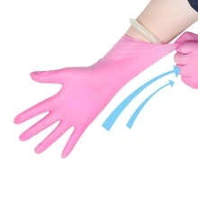20 Piezas / Bolsa Guantes Desechables De Nitrilo Para Uso Multipropósito En La Cocina, Engrosado Para Uso Doméstico E Industrial - Rosa - Ver 4