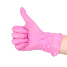 20 Piezas / Bolsa Guantes Desechables De Nitrilo Para Uso Multipropósito En La Cocina, Engrosado Para Uso Doméstico E Industrial - Rosa - Ver 5