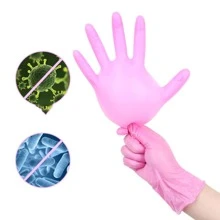 20 Piezas / Bolsa Guantes Desechables De Nitrilo Para Uso Multipropósito En La Cocina, Engrosado Para Uso Doméstico E Industrial - Rosa - Ver 2