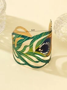 European And American Fashion Design Peacock Feather Open Bangle, Delicate And Luxurious Bracelet - Green - View 2
