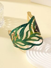 European And American Fashion Design Peacock Feather Open Bangle, Delicate And Luxurious Bracelet - Green - View 5