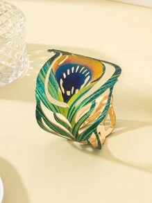 European And American Fashion Design Peacock Feather Open Bangle, Delicate And Luxurious Bracelet - Green - View 4