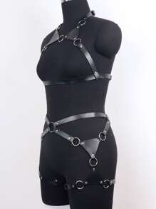 2pcs Women's Erotic Bondage Restraint Strap Set - Black - View 6