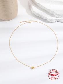 1 chiếc vòng cổ mặt trái tim mạ vàng bạc S925 dành cho nữ, phong cách đơn giản thời trang phù hợp cho cuộc sống hàng ngày và hẹn hò, một món quà đa năng cho ngày lễ tình nhân của cô ấy - Vàng - Xem 6