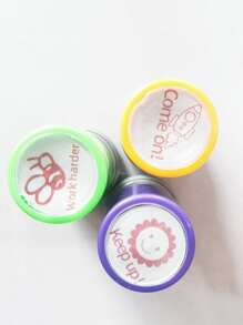 1pc Encourage Graphic Random Stamp  For Teacher's Comment, Cute Reward Stamp For Students' Homework.English Teacher's Stamp, Cute Cartoon Stamp, Praise Seal Encouragement, Reward Stamp. - Multicolor - View 3