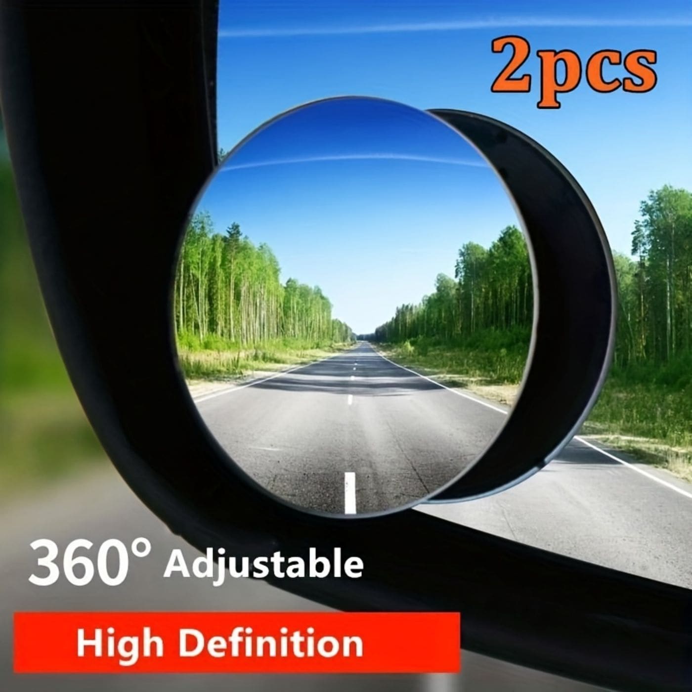 2入組360°調節的盲點鏡,2"圓形高清玻璃無框覆蓋後視鏡外部配件,帶可調整角度粘貼底座,適用於汽車suv和卡車-使用廣角後視鏡更安全駕駛! - 彩色 - 查看 1
