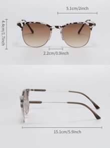 Women Leopard Print Bohemian Cat Eye Sunglasses, Semi-Rimless Metal Frame Classic Fashion Glasses, Summer Holiday Essential Shades For Beach Travel Vintage Daily Wear Driving - Multicolor - View 5