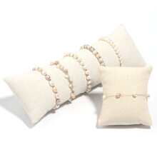 Burlap Bracelet Pillows for Jewelry Display Watch Organizer Pillows For Watches Bracelets for Girls Women - Beige - View 6