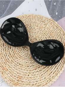 Sexy Self-adhesive Silicone Front Closure No Shoulder Strap Sticky Bra - Black - View 2