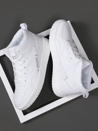 White Men's High Top Casual Sports Shoes Comfortable And Breathable