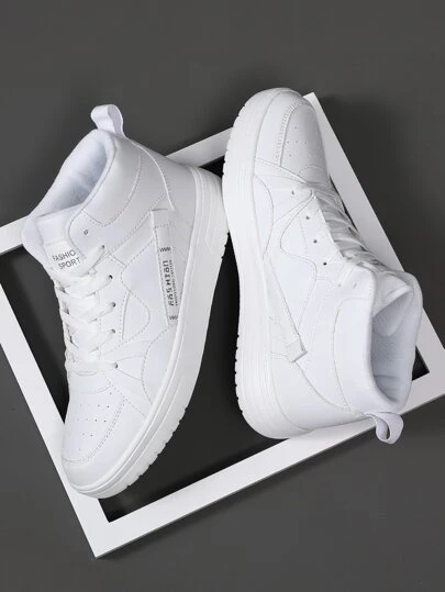 白色男士高幫休閒運動鞋舒服的和透氣