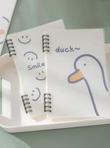 1本具有人體工學設計創意pp封面筆記本,可愛的卡通和極簡的橫線頁面 - 彩色 - 查看 6