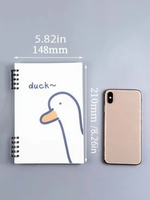 1本具有人體工學設計創意pp封面筆記本,可愛的卡通和極簡的橫線頁面 - 彩色 - 查看 2