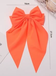 1 件女士时尚简约百搭蝴蝶结设计马尾辫夹 - 亮橙色 - 查看 4