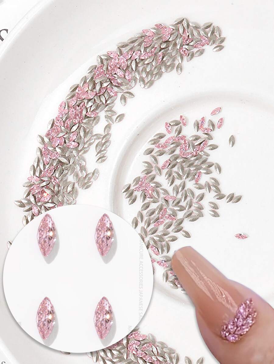50 件装马眼水钻美甲装饰 DIY 指甲饰品 指甲宝石 美甲用品 - 粉色 - 查看 1