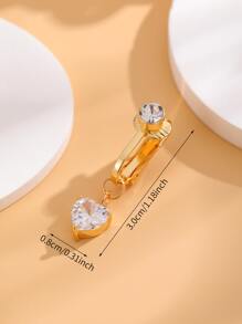 1 件装小心形方晶锆石肚脐环，无穿孔，情人节、妈妈、母亲、母亲节、礼物 - 金色 - 查看 4