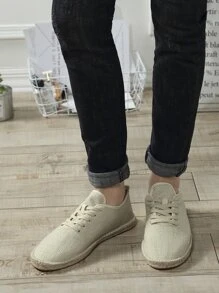 1雙男士簡約風亚麻漁夫鞋 - 米色 - 查看 3