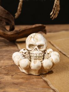 1件创意个性化树脂骷髅烟灰缸酒吧桌饰万圣节派对装饰 - 白色 - 查看 3