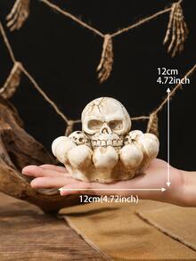 1件创意个性化树脂骷髅烟灰缸酒吧桌饰万圣节派对装饰 - 白色 - 查看 5
