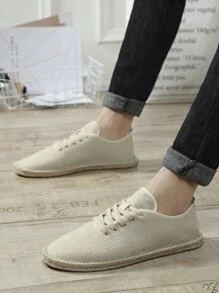 1雙男士簡約風亚麻漁夫鞋 - 米色 - 查看 4