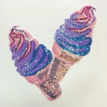 2pcs Glitter Sequined Ice Cream Applique Patch With Sequin Embroidery - Purple - View 1