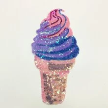 2pcs Glitter Sequined Ice Cream Applique Patch With Sequin Embroidery - Purple - View 2