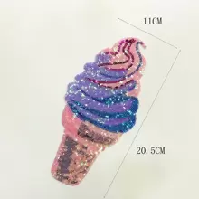 2pcs Glitter Sequined Ice Cream Applique Patch With Sequin Embroidery - Purple - View 3
