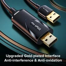 Llano USB A 转 A 公头电缆 6.6 英尺，USB 转 USB 电缆 [永不破裂] USB 公头转公头电缆双端 USB 线兼容硬盘盒、DVD 播放器、笔记本电脑 - 黑色 - 查看 6