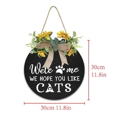 Wooden Welcome Sign Decor For Home Entrance - Apricot - View 2
