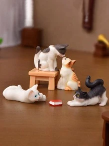 3件装可爱卡通猫咪动物摆件桌面摆件 - 彩色 - 查看 5
