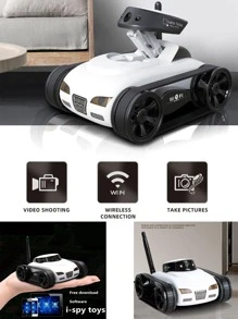 Coche Rc Con Cámara Para Niños, Control Remoto Giratorio De 360° De Alta Velocidad Para Niños Y Niñas, Coches De Carreras Recargables Con Luces Intermitentes Y Sonido Dinámico Para Adultos - Blanco y Negro - Ver 6