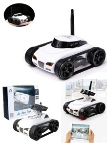Coche Rc Con Cámara Para Niños, Control Remoto Giratorio De 360° De Alta Velocidad Para Niños Y Niñas, Coches De Carreras Recargables Con Luces Intermitentes Y Sonido Dinámico Para Adultos - Blanco y Negro - Ver 2