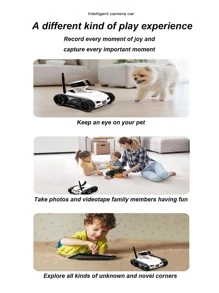 Coche Rc Con Cámara Para Niños, Control Remoto Giratorio De 360° De Alta Velocidad Para Niños Y Niñas, Coches De Carreras Recargables Con Luces Intermitentes Y Sonido Dinámico Para Adultos - Blanco y Negro - Ver 4