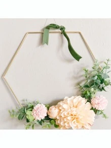 1 Pieza Corona De Flores De Boda Con Forma Hexagonal, Adorno De Centro De Mesa Y Decoración De Mesa De Apoyo - Dorado - Ver 4