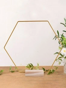 1 Pieza Corona De Flores De Boda Con Forma Hexagonal, Adorno De Centro De Mesa Y Decoración De Mesa De Apoyo - Dorado - Ver 2