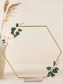 1 Pieza Corona De Flores De Boda Con Forma Hexagonal, Adorno De Centro De Mesa Y Decoración De Mesa De Apoyo - Dorado - Ver 5