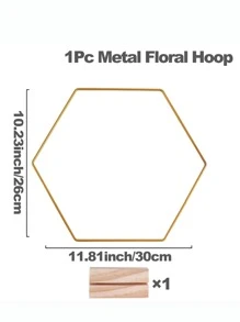 1 Pieza Corona De Flores De Boda Con Forma Hexagonal, Adorno De Centro De Mesa Y Decoración De Mesa De Apoyo - Dorado - Ver 3