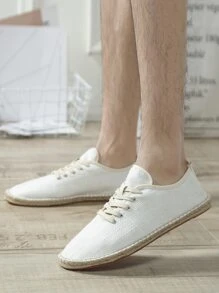 男士透气吸湿防滑编织渔夫鞋 - 白色 - 查看 6