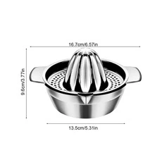 1入組不銹鋼檸檬擠壓器,附有果汁碗容器,適用於柳橙、檸檬等水果榨汁,可攜式橙子榨汁器,廚房工具 - 銀色 - 查看 4