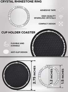 1對汽車杯墊和 2入組發動機啟動停止按鈕環和 2入組裝飾環 - 黑與白 - 查看 5
