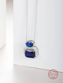 3入組復古優雅925 銀方晶鋯石耳環和項鏈套裝適合女士,完美適用於日常穿著,派對,首飾類和萬聖節禮品