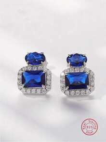 3入組復古優雅925 銀方晶鋯石耳環和項鏈套裝適合女士,完美適用於日常穿著,派對,首飾類和萬聖節禮品