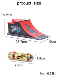 Abs塑料指尖玩具指尖滑板公園,配有指尖滑板公園坡道部件,適用於場景場地組合室內家庭玩具 - 紅色 - 查看 3