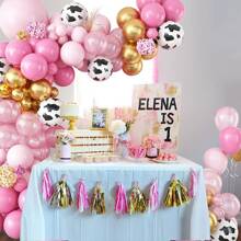 Juego de arco de globos rosa con diseño de vaca linda, decoración para fiesta con temática de vaca, guirnalda de globos con forma de vaca para fiesta de cumpleaños de niña, 1 pieza, Navidad - Multicolor - Ver 5
